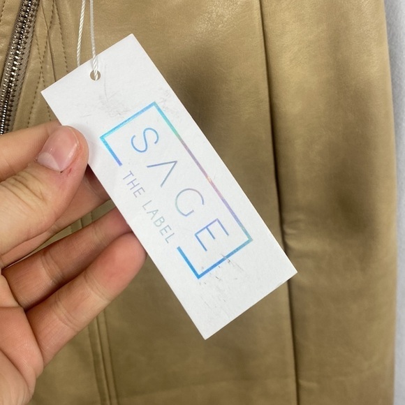 Anthropologie Sage The Label Bowie Faux Leather Mini Skirt - Taupe - Size Small - Picture 4 of 12